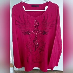 Long Sleeves MXM Printed Eings Flowers Heart T-Shirt 1X